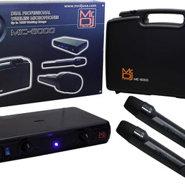 MR DJ MIC6000 Wireless Dual Handheld design Microphone System with Carrying Case