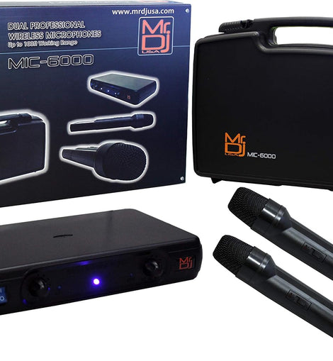 MR DJ MIC6000 Wireless Dual Handheld design Microphone System with Carrying Case