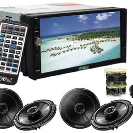 Absolute DD-3000 7" Double Din Multimedia DVD Player + 2 Pair Pioneer TS-G1620F 6.5 Speakers And Free Absolute TW600 Tweeter
