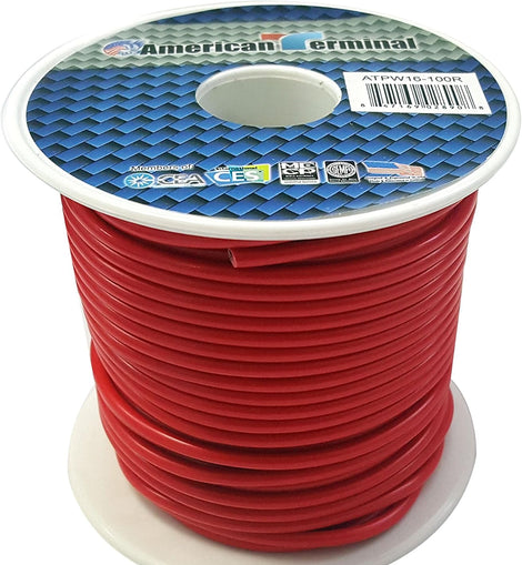 American Terminal ATPW16-100R 16GA 100' Red Primary Remote Power Ground Wire