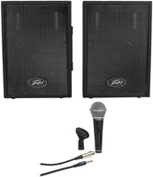 Peavey PVi10 (PAIR) 10" 100 Watt 2-Way Pro Audio Live Speakers+Samson Mic+Cable