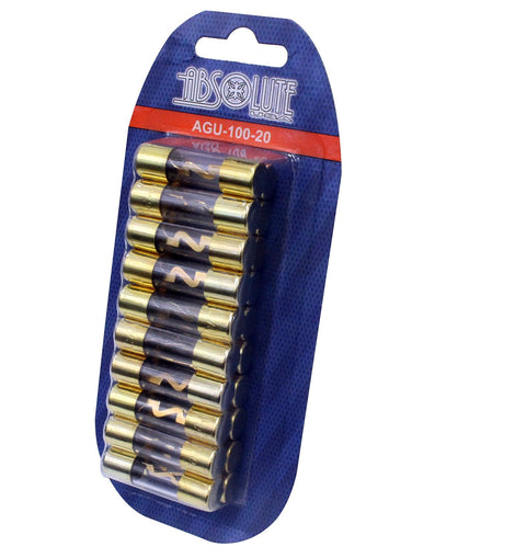 Absolute AGU80-20 80 Amp Gold-Plated AGU Glass Fuse (20 Pack)