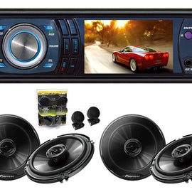 Absolute DMR-380BTAD 3.5-Inch In-Dash Single Din Receiver With 2 Pairs Of Pioneer TS-G1645R 6.5 Speakers And Free Absolute TW600 Tweeter