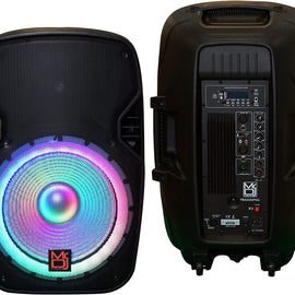 2 MR DJ PBX4200PKG 15" 2-Way PA DJ 3000W Active Powered Bluetooth Karaoke Speaker LED Lighting + Speaker Stand
