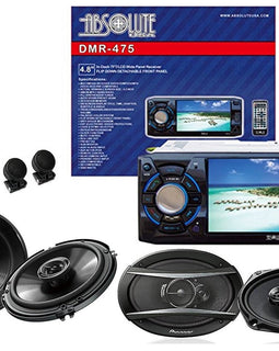Absolute USA DMR-475 4.8-Inch DVD/MP3/CD Multimedia Player Widescreen Receiver With Pioneer TS-G1645R 6.5 TS-A6966R 6x9 Speakers And Free Absolute TW600 Tweeter