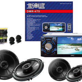 Absolute USA DMR-475 4.8-Inch DVD/MP3/CD Multimedia Player Widescreen Receiver With 2 Pairs Of Pioneer TS-G1645R 6.5 Speakers And Free Absolute TW600 Tweeter