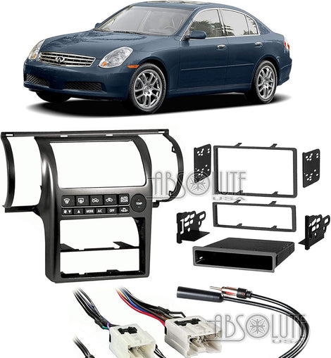 Absolute USA ABS99-7604B Fits Infiniti G35 Sedan 03-04 Aftermarket Stereo Harness Radio Install Dash Kit