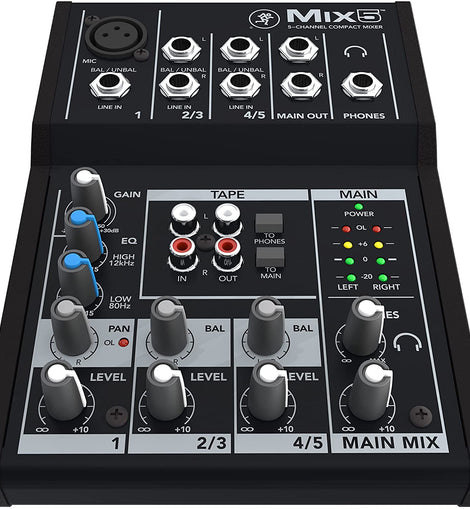 Mackie Mix5 Mix Series, 5-Channel Compact Mixer with Studio-Level Audio Quality