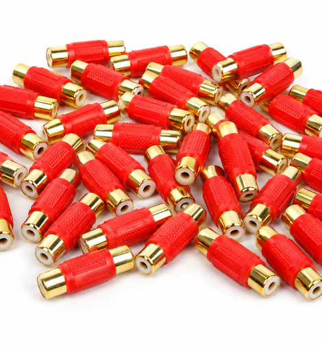 American terminal ATFF-100R-50 Gold Red RCA Female-to-Female Coupler Adapter 50 Pack