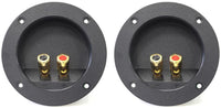 2 Absolute USA RST-450 4" Double Binding Round Gold Plate Push Spring Loaded Banana Jacks Double Post Speaker Box Terminal Cup
