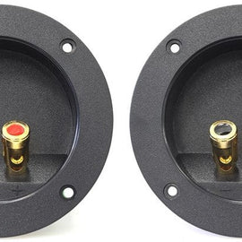 2 Absolute USA RST-450 4" Double Binding Round Gold Plate Push Spring Loaded Banana Jacks Double Post Speaker Box Terminal Cup