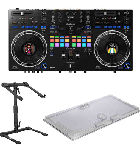 Pioneer DDJ-REV7, 2-Channel DJ Controller Package with Decksaver Cover and Headliner Laptop Stand