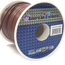 American Terminal ATPW16-100BR 16GA 100' Brown Primary Remote Power Ground Wire