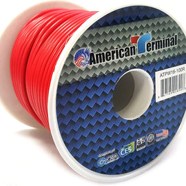 American Terminal ATPW16-100R 16GA 100' Red Primary Remote Power Ground Wire