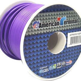 American Terminal ATPW16-100PP 16GA 100' Purple Primary Remote Power Ground Wire