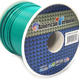 American Terminal ATPW16-100GR 16GA 100' Green Primary Remote Power Ground Wire