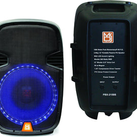 MR DJ PBX2159S 12" Portable PA/DJ 2 Way Passive Speaker LED Accent Lighting