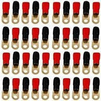 Absolute GRT00-40 1/0 Gauge Crimp Ring Terminals Connectors 40-Pack Red Black