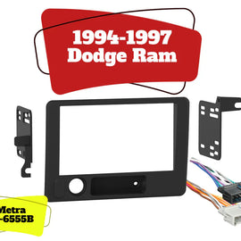 Metra 95-6555B Dash Kit Harness double-DIN 1994-97 Dodge RAM trucks Matte Black
