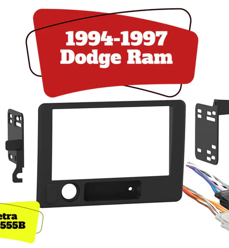 Metra 95-6555B Dash Kit Harness double-DIN 1994-97 Dodge RAM trucks Matte Black