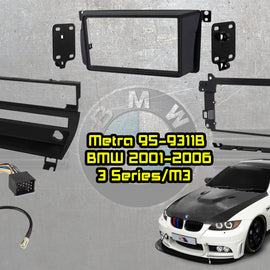 Metra 95-9311B BMW 99-06 3-Series 1-Switch Panel Double DIN Dash Kit, Wiring Harness, Antenna Adapter