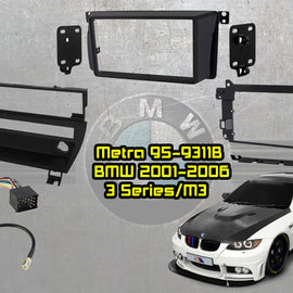 Metra 95-9311B BMW M3 2001-2006 1-Switch Panel Vehicle Double DIN Dash Installation Kit, 70-8590 Wiring Harness, 40-VW10 Antenna Adapter