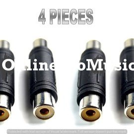 4 Pack Black Female to Female Gold RCA cable cord Coupler Joiner Barrel Connectors