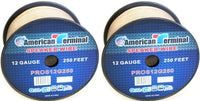 2 American Terminal PROS12G250 250FT 12 Gauge PRO PA DJ Car Home Marine Audio Speaker Wire Cable