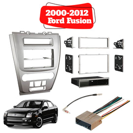 Metra 99-5821S Single or Double DIN Dash Kit for Ford Fusion 2010-2012 - Silver + 70-5520 Harness + 40-CR10 Antenna