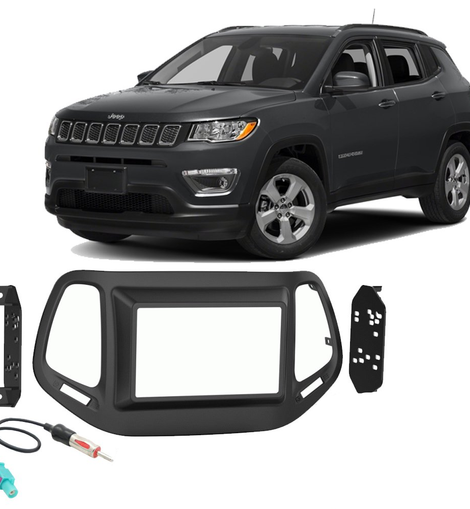 Metra Compatible with 2017-18 Jeep Compass 99-6545B 40-EU10 Single DIN Stereo  Radio Install Dash Kit and Antenna Adapter