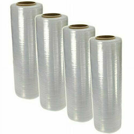 4 Rolls AT 18" x 1500' 80 Gauge Pallet Wrap Pre Stretch Film Hand Shrink Wrap