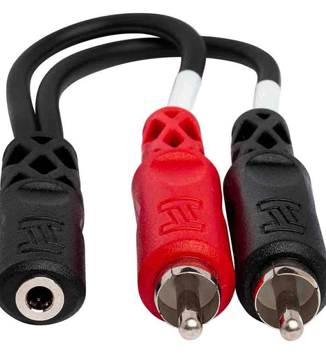 Hosa YMR-197 Stereo Breakout Cable, 3.5 mm TRSF to Dual RCA
