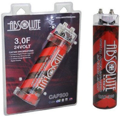 Absolute CAP300R 3 Farad Digital Power Capacitor 3000-Watt Red LED Voltage Display