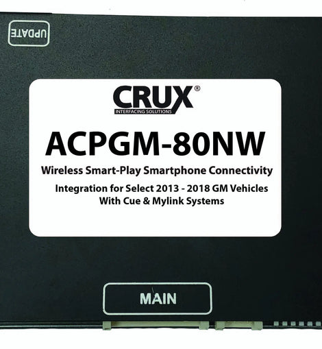 Crux ACPGM-80NW Wireless Smart-Play Integration with Multi Camera Inputs for Select 2013-2018 GM Vehicles with CUE & MyLink Systems