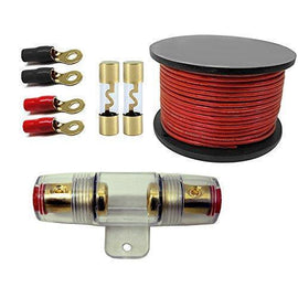 Patron 100 Amp Inline AGU Fuse Holder Fits 4 8 10 Gauge Wire with  RT4 4-Gauge Ring Terminal and AGU100 AGC Gold Standard Glass Fuses 100 Amp 12 Volts + 4 Gauge Power 20 Feet RED