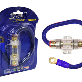 Absolute AGHPKG4BL 4 Gauge Blue Power Cable and In-Line Fuse Kit with 60A Fuse and Ring Terminal