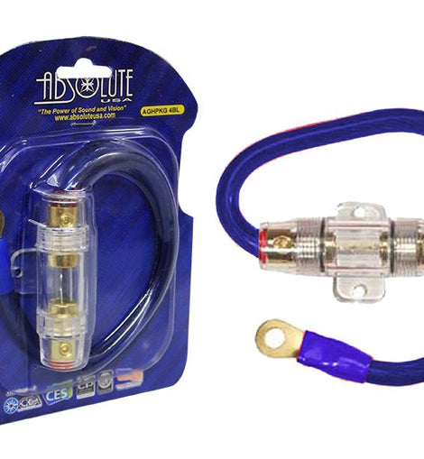 Absolute AGHPKG4BL 4 Gauge Power Cable and In-Line Fuse Kit (Blue)