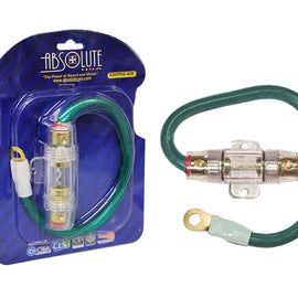 Absolute AGHPKG4GR 4 Gauge Green Power Cable and In-Line Fuse Kit with 60A Fuse and Ring Terminal