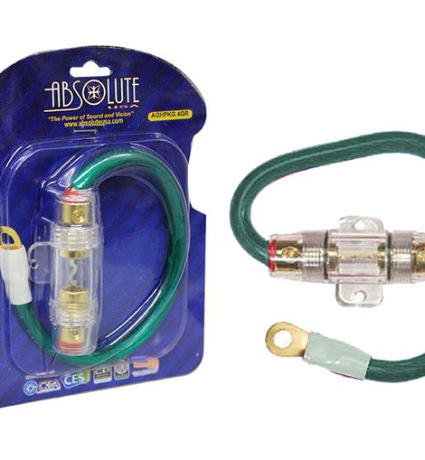 Absolute AGHPKG4GR 4 Gauge Power Cable and In-Line Fuse Kit (Green)