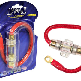 Absolute AGHPKG4RD 4 Gauge Red Power Cable and In-Line Fuse Kit with 60A Fuse and Ring Terminal