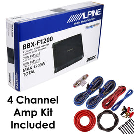 Alpine BBX-F1200 1200 Watts 4-Channel BBX Series Class A/B Amplifier w/ Amp Kit