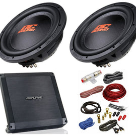 Alpine BBX-T600 600W 2 Ch Amplifier & 2 DSW2000 10" Subwoofer & 4G Amp Kit
