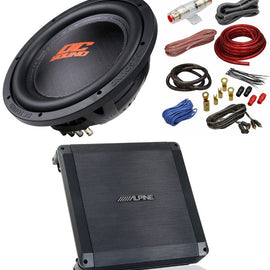 Alpine BBX-T600 600W 2 Ch Amplifier & DSW2000 10" Subwoofer & 4G Amp Kit