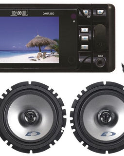 Absolute DMR-360BTAD 3.5" DVD/CD/MP3/AM/FM Player & 2 Pairs Alpine SXE-1726S 6.5" Speakers