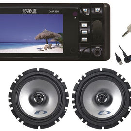 Absolute DMR-360BTAD 3.5" DVD/CD/MP3/AM/FM Player & 2 Pairs Alpine SXE-1726S 6.5" Speakers