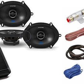 Alpine S-A32F 4 Channel Amplifier + 2 Pair S-S57 5X7" / 6X8" Coax Speakers + 4 Gauge Wiring Kit