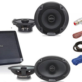 Alpine Bundle 1-Pair SPE-6090 6x9" Coax speakers, 1-Pair SPE-5000 5.25" Coax, BBX-F1200 280W 4-Ch Amp and Wiring