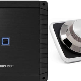 Alpine S2-A60M S-Series Class D 600 W Mono Subwoofer Amplifier + RUX-H01 Halo Bass Knob