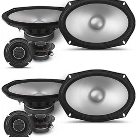 2 Alpine S Series S2-S69C 6x9" Hi-Res Component Car Audio Speaker System & KIT10 Installation AMP Kit