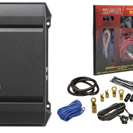 Alpine S2-A60M  Mono-Channel 600 Watts S-Series Class-D Amplifier + 4 Gauge Complete Amplifier Kit